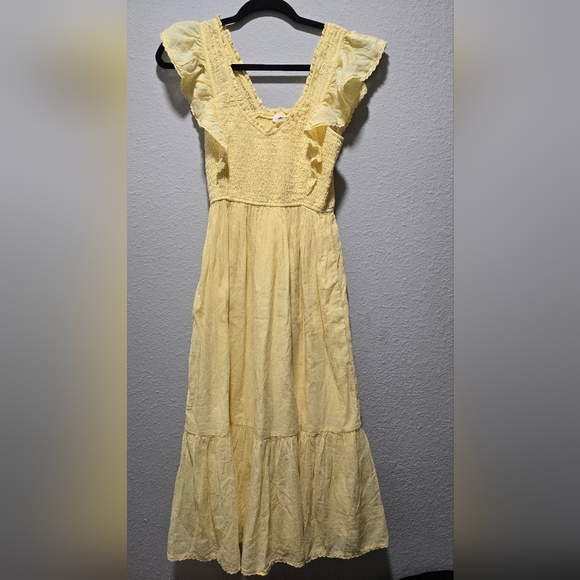 Nwt Aerie Yellow Ruffle Maxi Dress Size Small - Picture 3 of 11